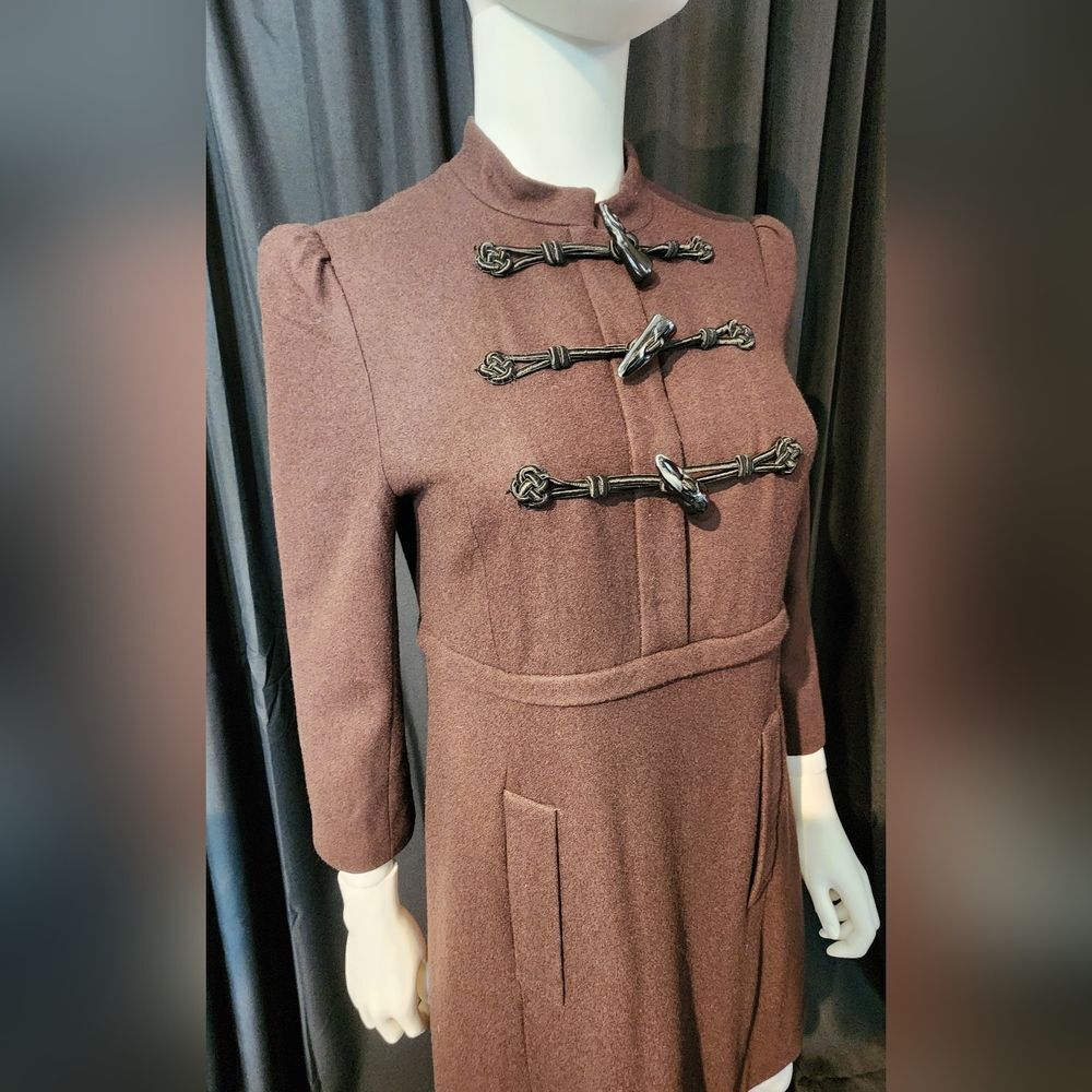 Marc Jacob's Vintage Brown wool Toggle Dress Coat with Standing collar - Picture 5 of 16